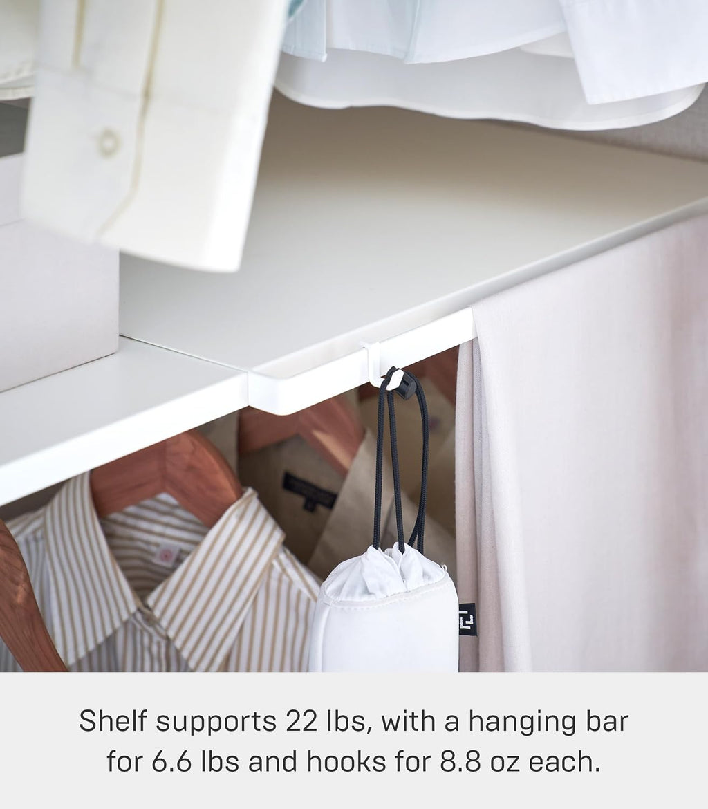 YAMAZAKI Home Tower Expandable Over Suitcase Shelf, Closet Luggage Organization Clothes Hanger Metal Shelf - Steel