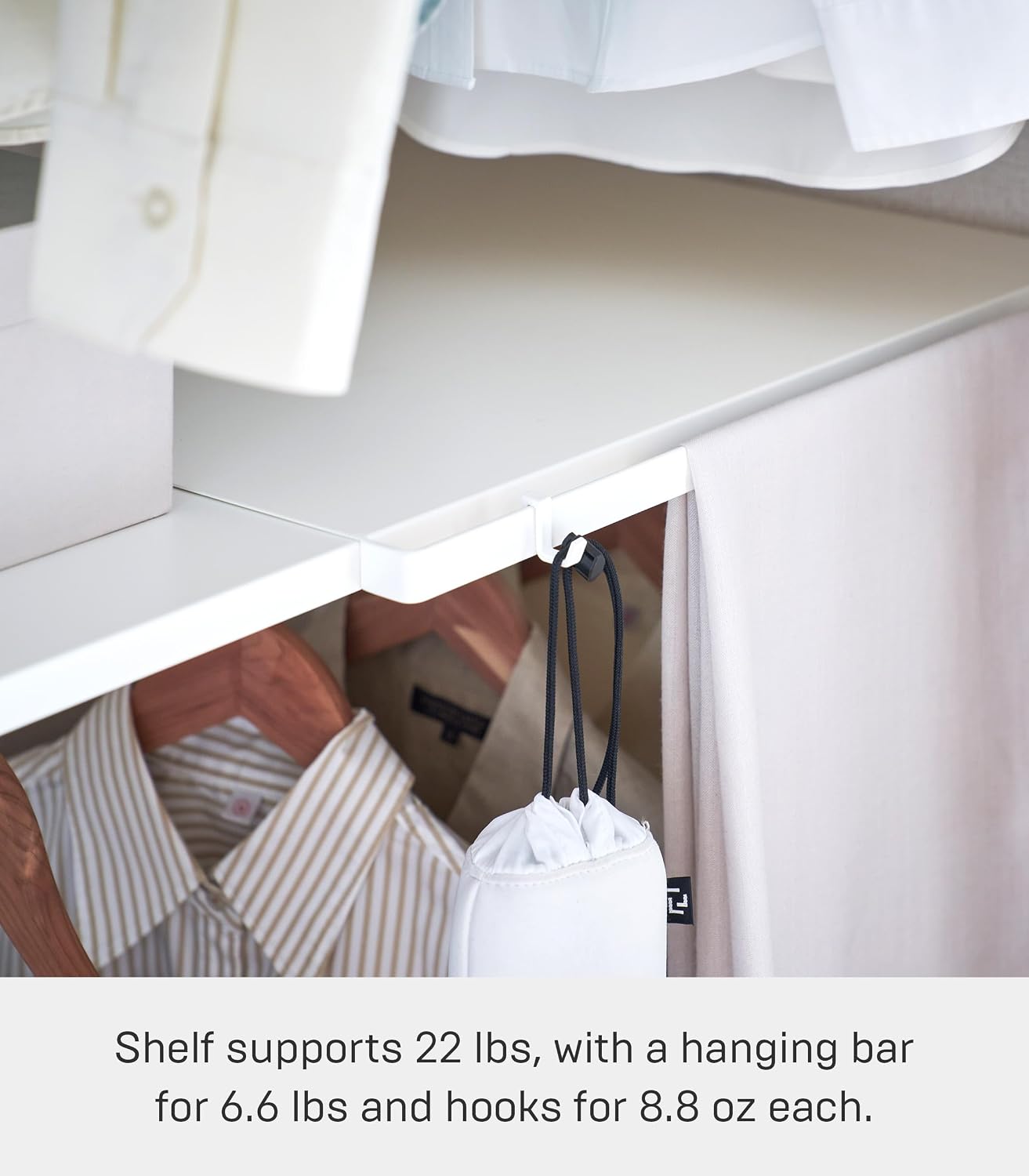 YAMAZAKI Home Tower Expandable Over Suitcase Shelf, Closet Luggage Organization Clothes Hanger Metal Shelf - Steel