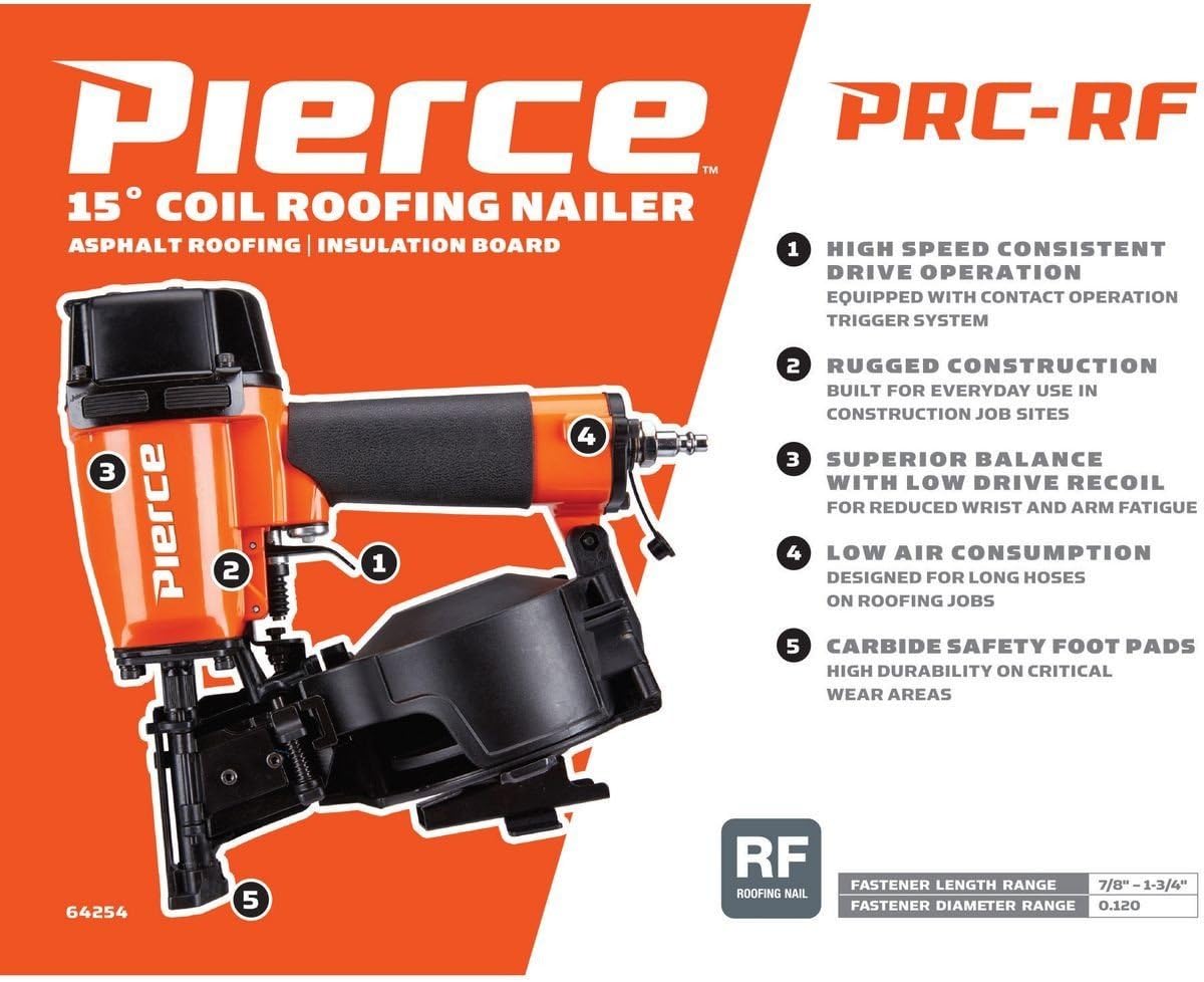 15° Heavy Duty Coil Roofing Nailer