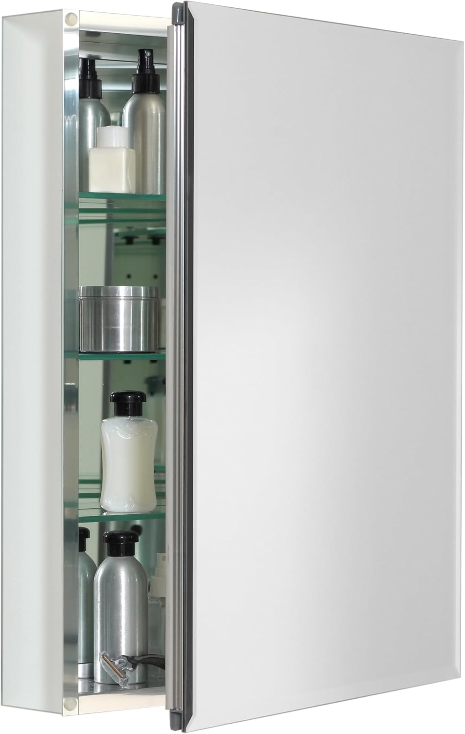 Zenna Home Bathroom Medicine Cabinet with Mirror, Frameless Bathroom Wall Cabinet with Rustproof Aluminum Body, 3 Adjustable Glass Shelves, Recessed or Surface Wall Mount Installation, 20 x 26 Inches
