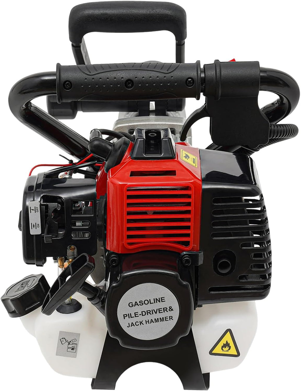 2-Stroke Gas Powered Pile Driver, 32.7CC 1000W Portable Petrol Piledriver Garden Fencing Tool Farm Piling Driver Air Cooling Single-Cylinder 0.9L Fuel Tank for Farmland Guardrails, Vegetable Planting