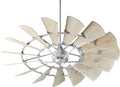 Quorum 196015-9 Windmill 60 Inch Ceiling Fan | 15 Blade Wagon Wheel Design | 6 Speed Reversible DC Motor | Remote Control Included | Damp Rated Fan | Weathered Oak Blades | Galvanized Finish