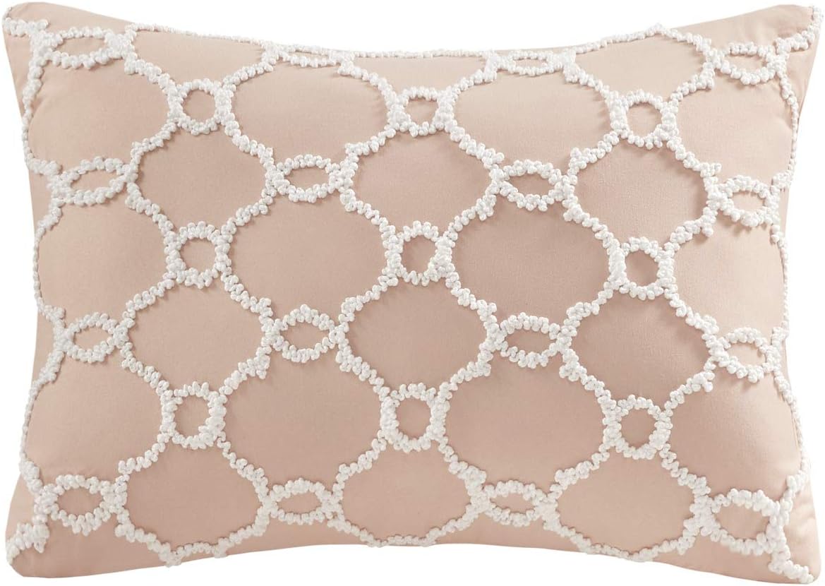 Madison Park Essentials Maible Cozy Bed in A Bag Comforter with Complete Cotton Sheet Set-Floral Medallion Damask Design All Season Cover, Decorative Pillow, Queen (90 in x 90 in), Blush/Gray