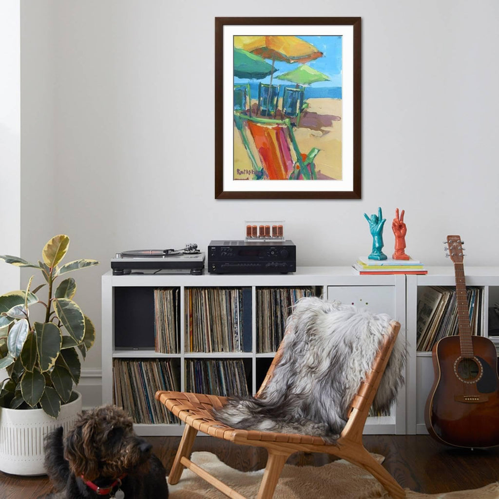 ART.COM Wall Art Print Beach Days on Brown Frame by Page Pearson Railsback, 32' x 40'