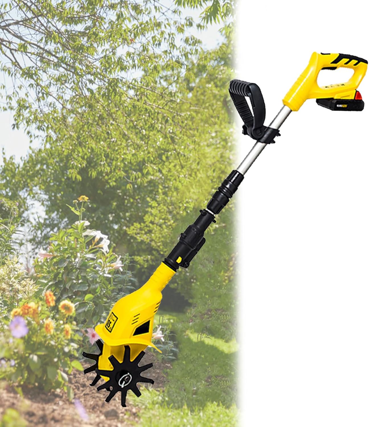Small Tiller Cultivator, Household Use Electric Tiller, Garden Tiller, Lightweight Cordless Garden Cultivator for Gardening, Manganese Steel Blade, 20v Lithium