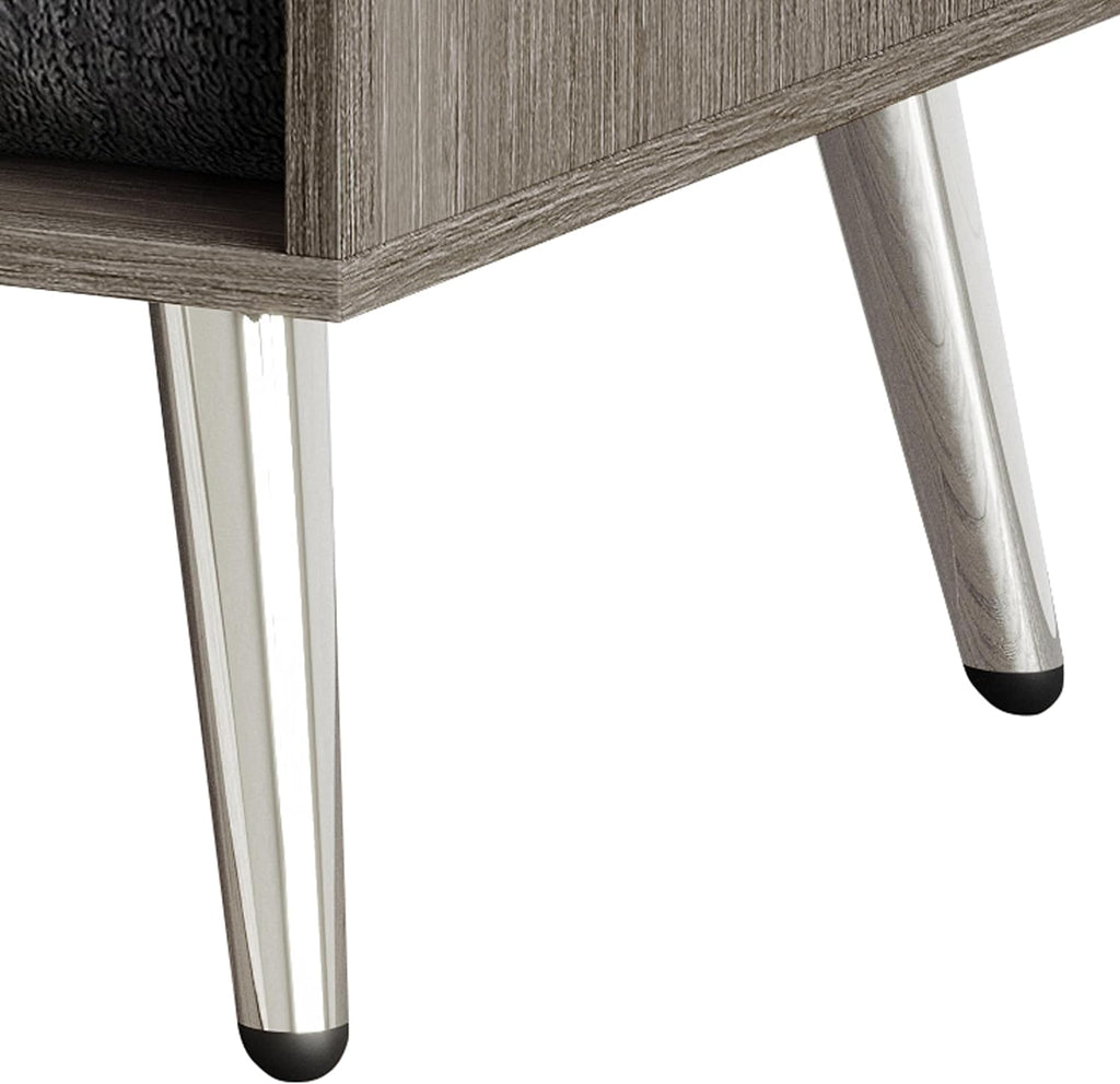 HOME DESIGN Ashwin Sideboard, Modern Storage Cabinet with Drawers & Shelves, Silver-Tone Tapered Legs, Sleek Durable Design, Easy Assembly