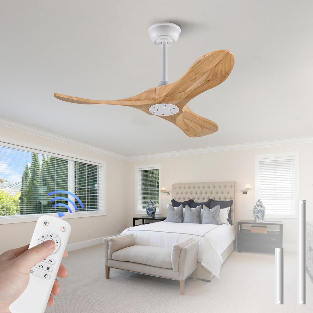 36 Inch Ceiling Fan no Light with Remote, Ceiling Fans without Lights, 3 Wooden Blades,Reversible DC Motor,6 Speeds,Outdoor Indoor Ceiling Fan for Patio Bedroom Farmhouse