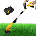 Garden Tiller, 250 RPM Electric Garden Rototiller with 97-127cm/38-50in Adjustable Length, Mini Tiller for Gardening/Soil Cultivation, Including Battery (Yellow)