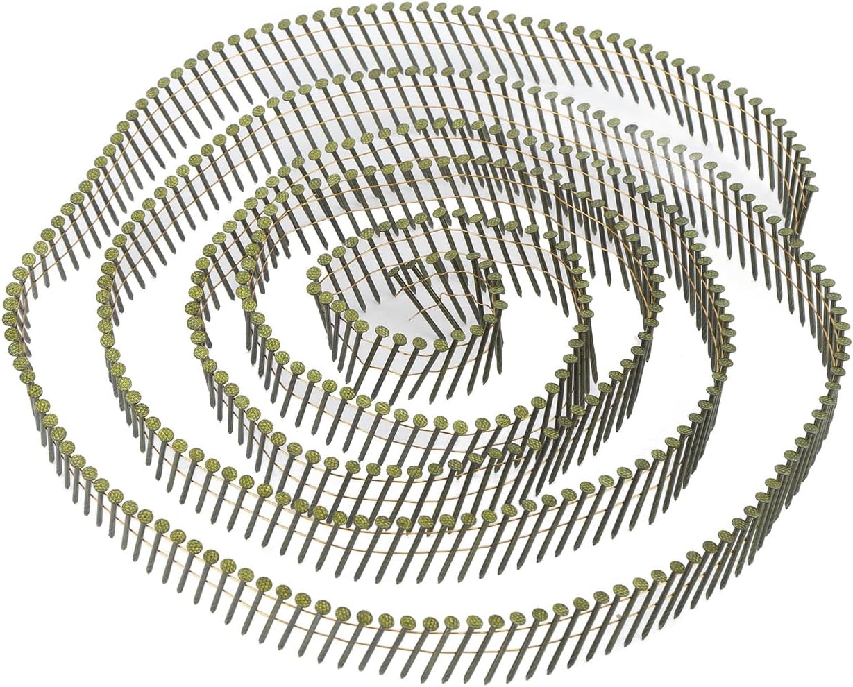 Omabeta 40 Rolls 16000 Counts 15 Degree Wire Coil Siding Nails Steel Thread Coil Nails for Cladding Pallet Construction Roofing Fencing