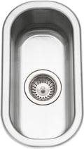 Houzer Club Stainless Steel Kitchen Bar & Prep Sink: 10 Inch Undermount Compact Oval Sink with Strainer, Durable & Versatile, Essential for Home & Apartment: CS-1105-1