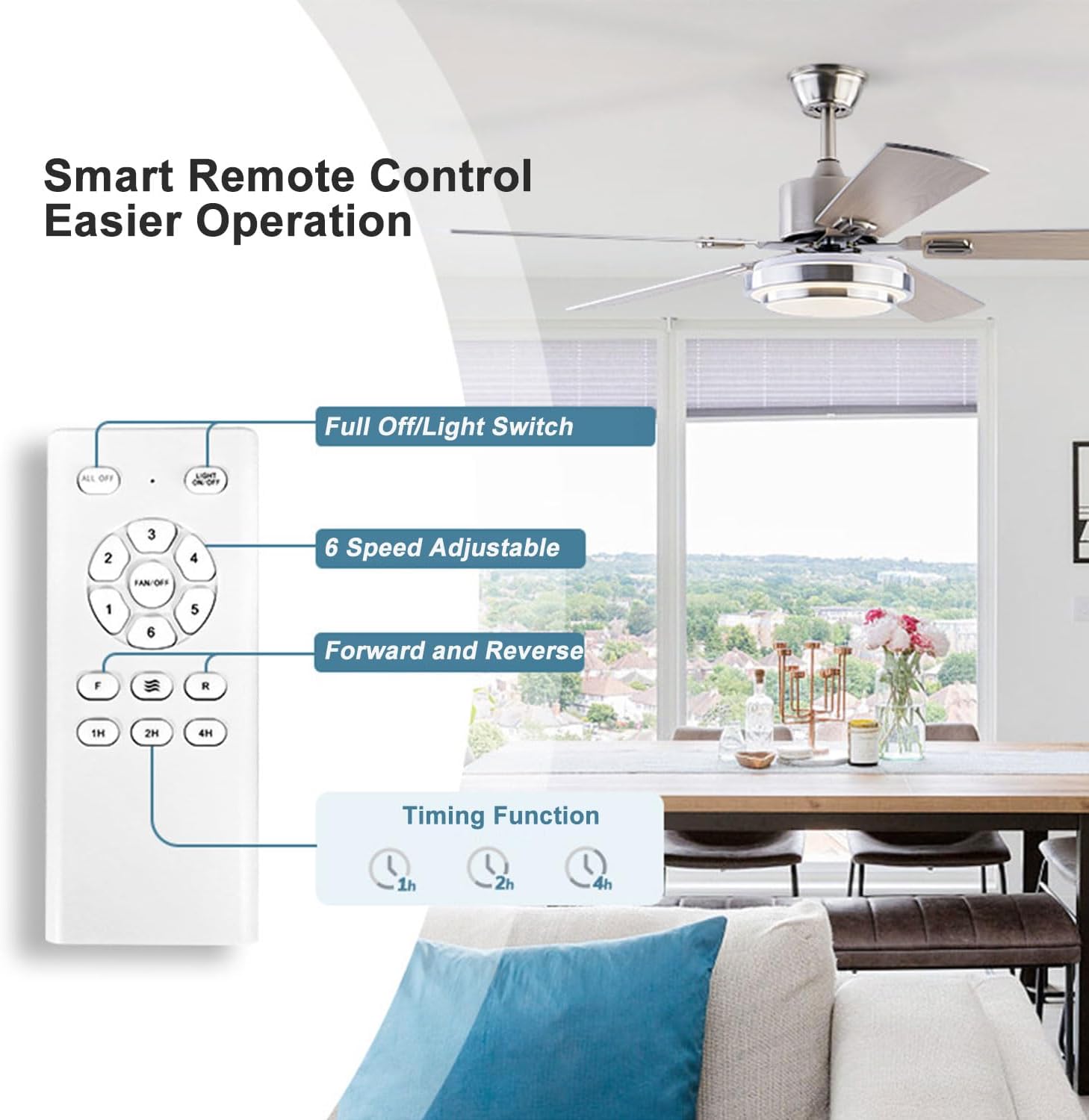 Ceiling Fan with Lights and Remote 42 Inch Modern Ceiling Fans with Light, Reversible, 3CCT, Dimmable, Quiet Ceiling Fan for Bedroom Farmhouse Patio Indoor/Outdoor Use