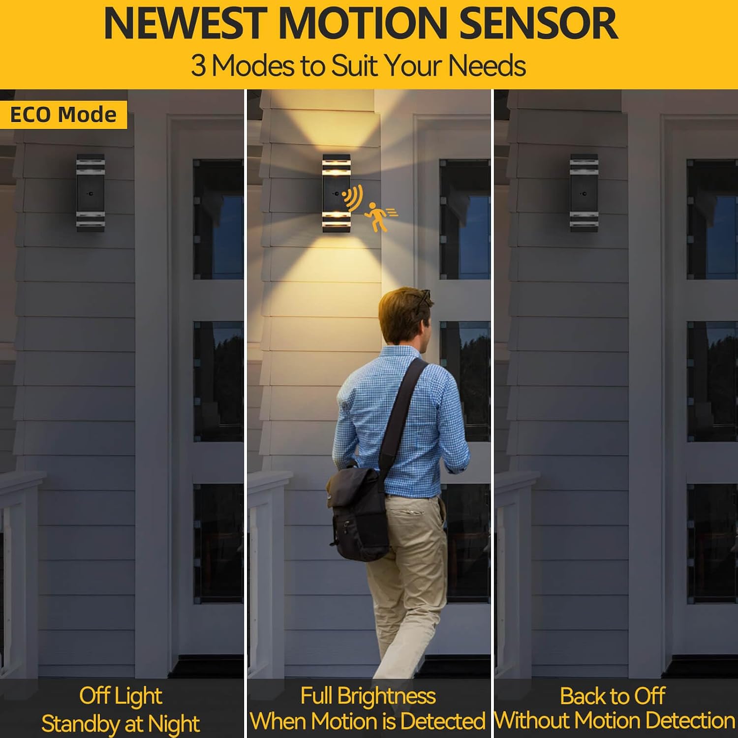 SHIMR Motion Sensor Outdoor Wall Lights 2 Pack, Dusk to Dawn Outdoor Sconce Lights with Bulbs, Aluminum Exterior Lighting Fixtures Wall Mount, Waterproof Outside Light for House Porch [ETL Listed]