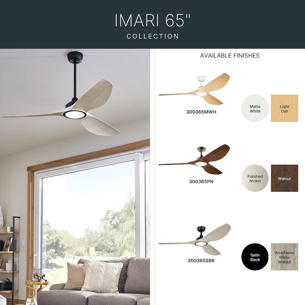 KICHLER 300365PN Protruding Mount, 3 walnut Blades Ceiling fan with 23 watts light, Polished Nickel