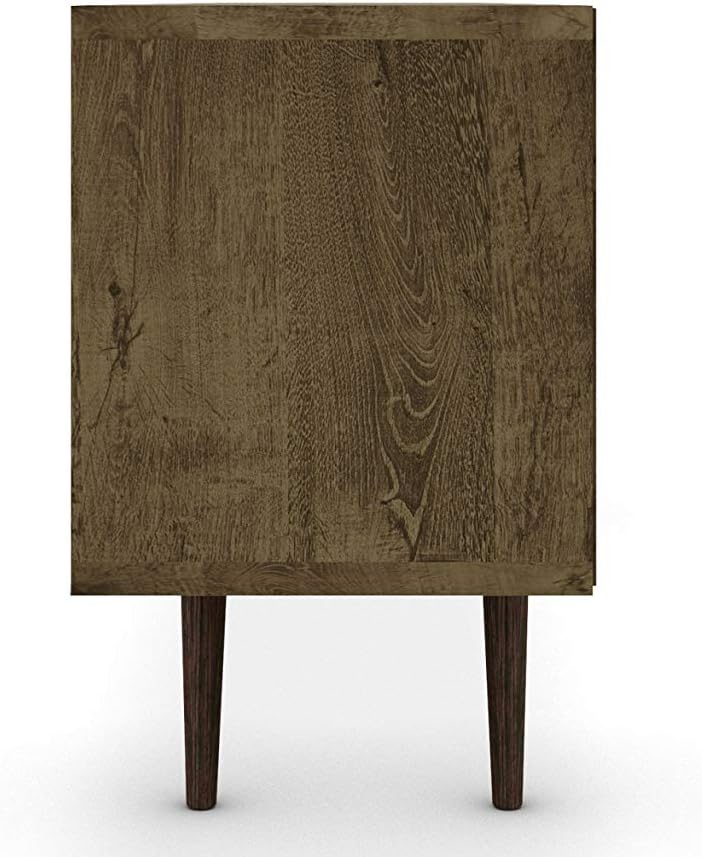 Manhattan Comfort Liberty Mid Century Modern TV Stand for Televisions up to 65 Inches, Bedroom and Living Room Entertainment Center with Storage, Shelves, and Cabinet, 71' Wide, Rustic Brown/White