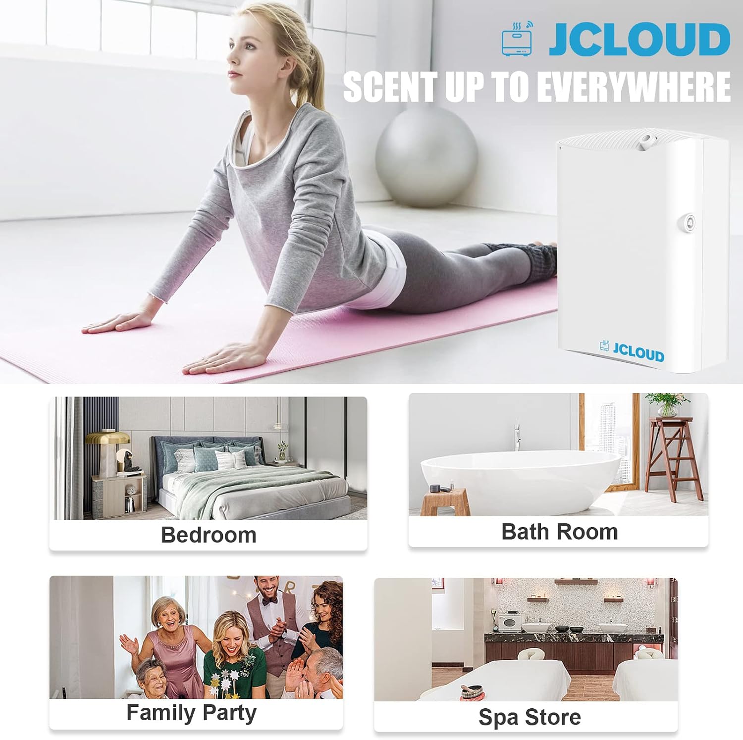 JCLOUD Smart Scent Air Machine Pro for Home, HVAC Scent Diffuser for Essential Oils 500ML with Cold Air Technology, Waterless Aromatherapy Diffuser Cover Up to 4500 Sq.Ft, White