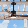 EKIZNSN 42 Inch Wet Rated Outdoor Ceiling Fan with Lights for Patios Waterproof Outdoor and Indoor use, DC Motor w 3 Reversible Walnut Wood Blades | Wet Rated Waterproof, DC Motor, 3 Reversible Walnut Wood Blades, Indoor and Outdoor Use