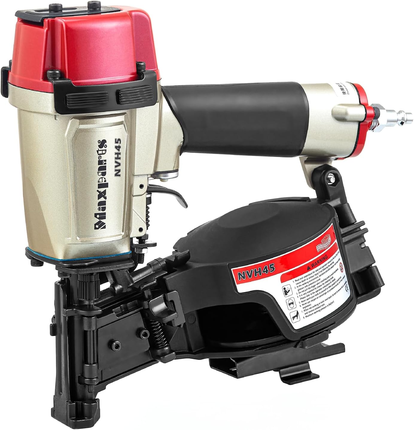 Maxparts NVH45 15 Degree Roofing Nail Gun for Wooden House Roof Building 7/8-Inch to 1-3/4-Inch Round Head Coil Nails
