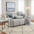 AC Pacific Amelia Upholstered Recliner Sofa with Dropdown Console and Cup Holders, Living Room Furniture with Stylish, Comfortable, and Versatile Design for Modern Homes, White
