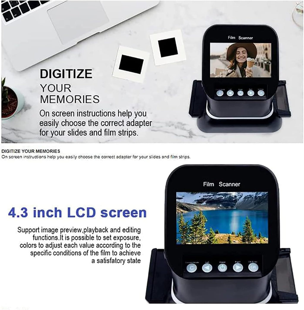 Film Slide Scanner with LCD Screen, Convert 35mm, 135, 126, 127 Negative & Slides to Digital JPEG, 120 High Resolution Film Scanner