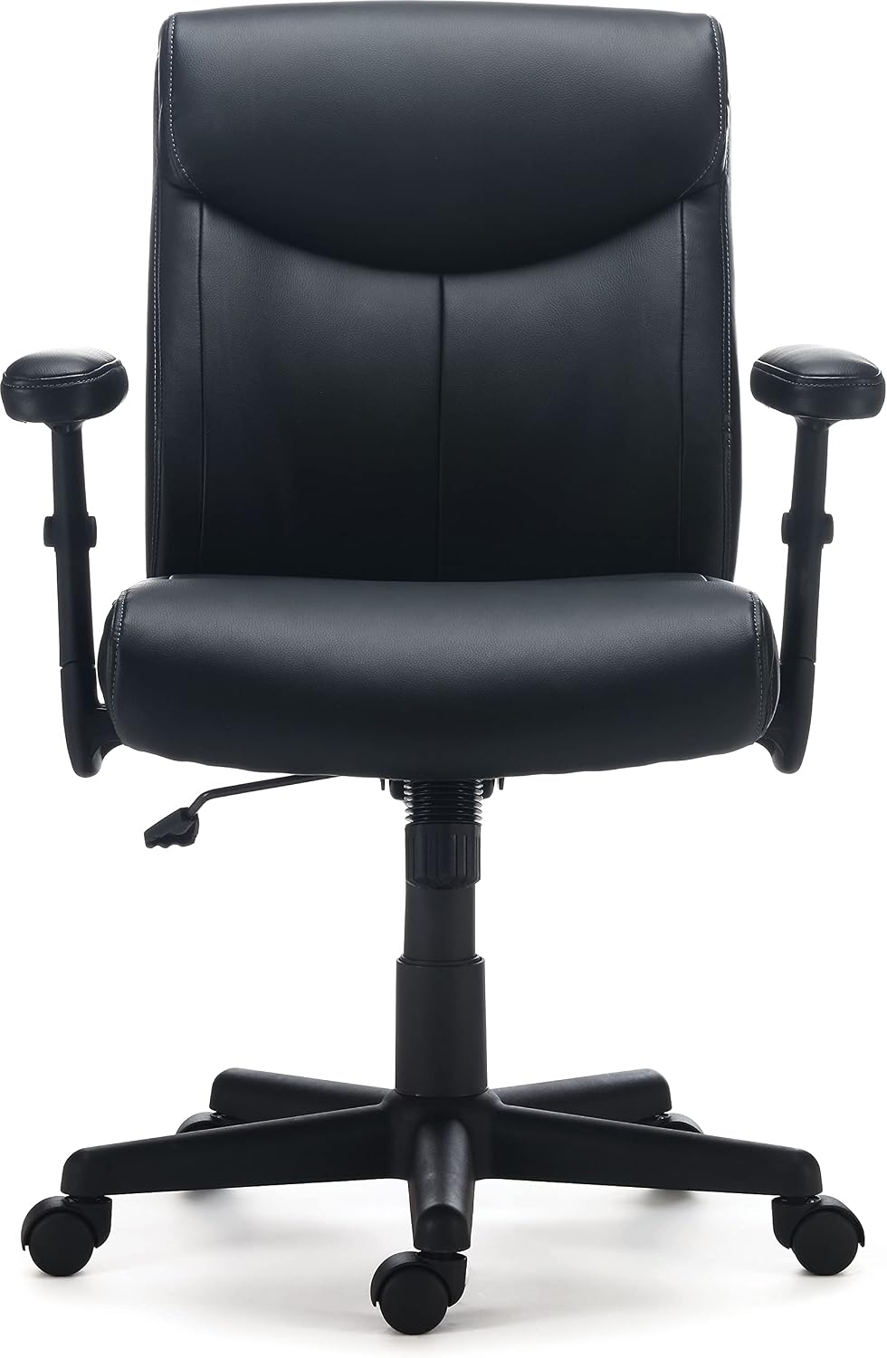Staples Ergonomic Task Chair, Faux Leather, Ergonomic, Adjustable Height, Swivel, Black