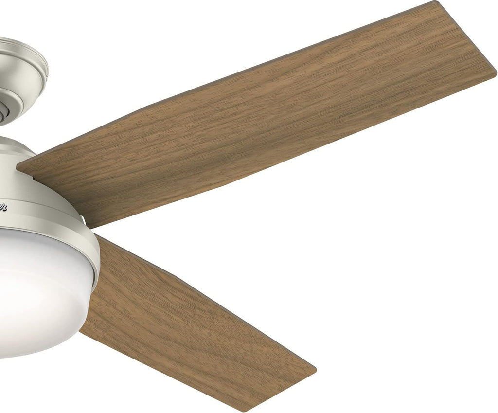 Hunter Fan 52 inch Contemporary Matte Nickel Indoor/Outdoor Ceiling Fan with LED Light Kit and Remote Control (Renewed)