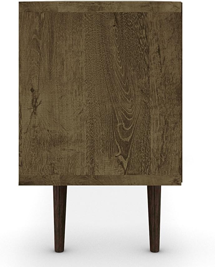 Manhattan Comfort Liberty Mid Century Modern TV Stand for Televisions up to 65 Inches, Bedroom and Living Room Entertainment Center with Storage, Shelves, and Cabinet, 71' Wide, Rustic Brown/White