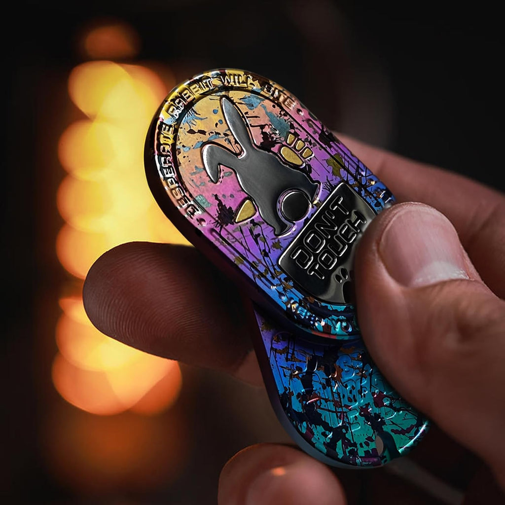 Desperate Rabbit Fidget Slider | Lightweight & Portable | EDC Metal Fidget Toys Adults ADHD Tools Executive Desk Toy for Keep Focus & Anxiety Relief (Titanium Colorful)