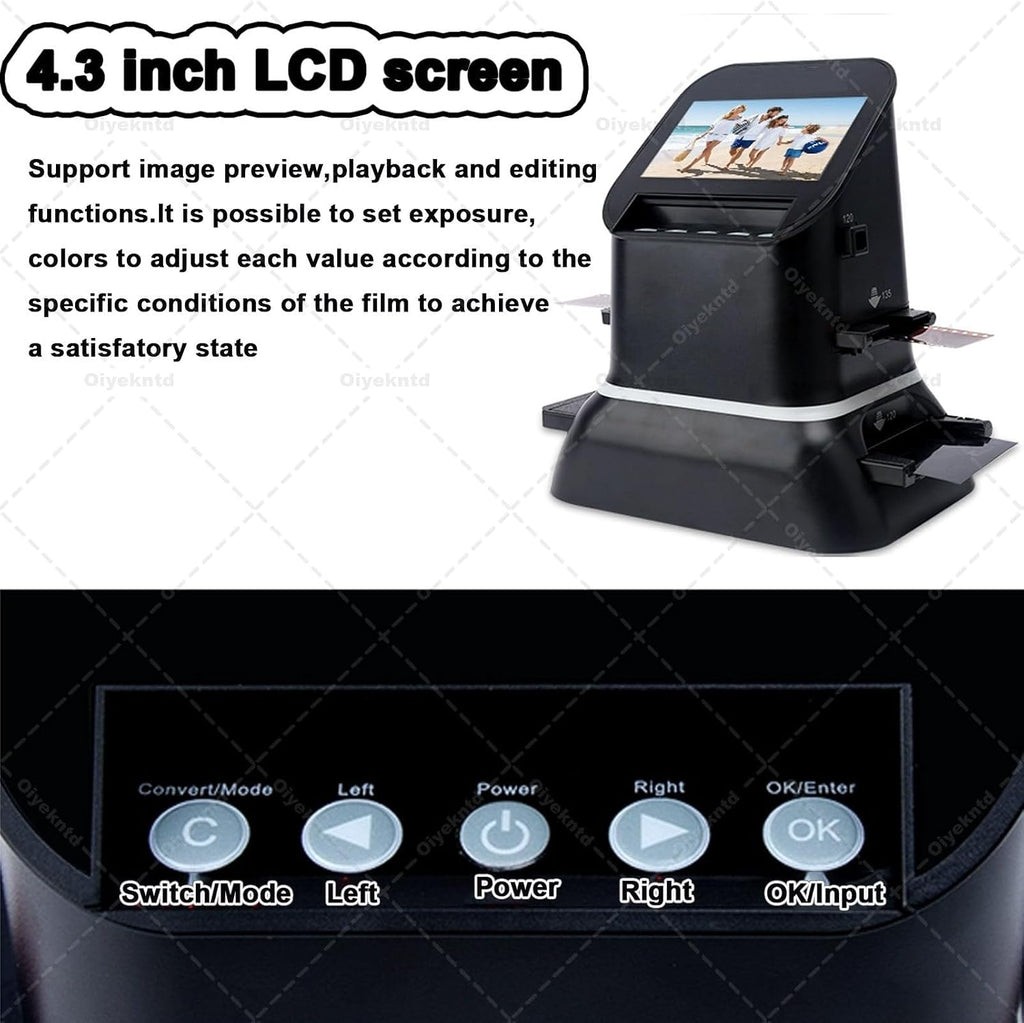 120 High Resolution Film Slide Scanner, for 35mm, 135,126,127 Negatives & Slides to Digital JPEG, Professional Film Scanner Supports Image Preview & Editing