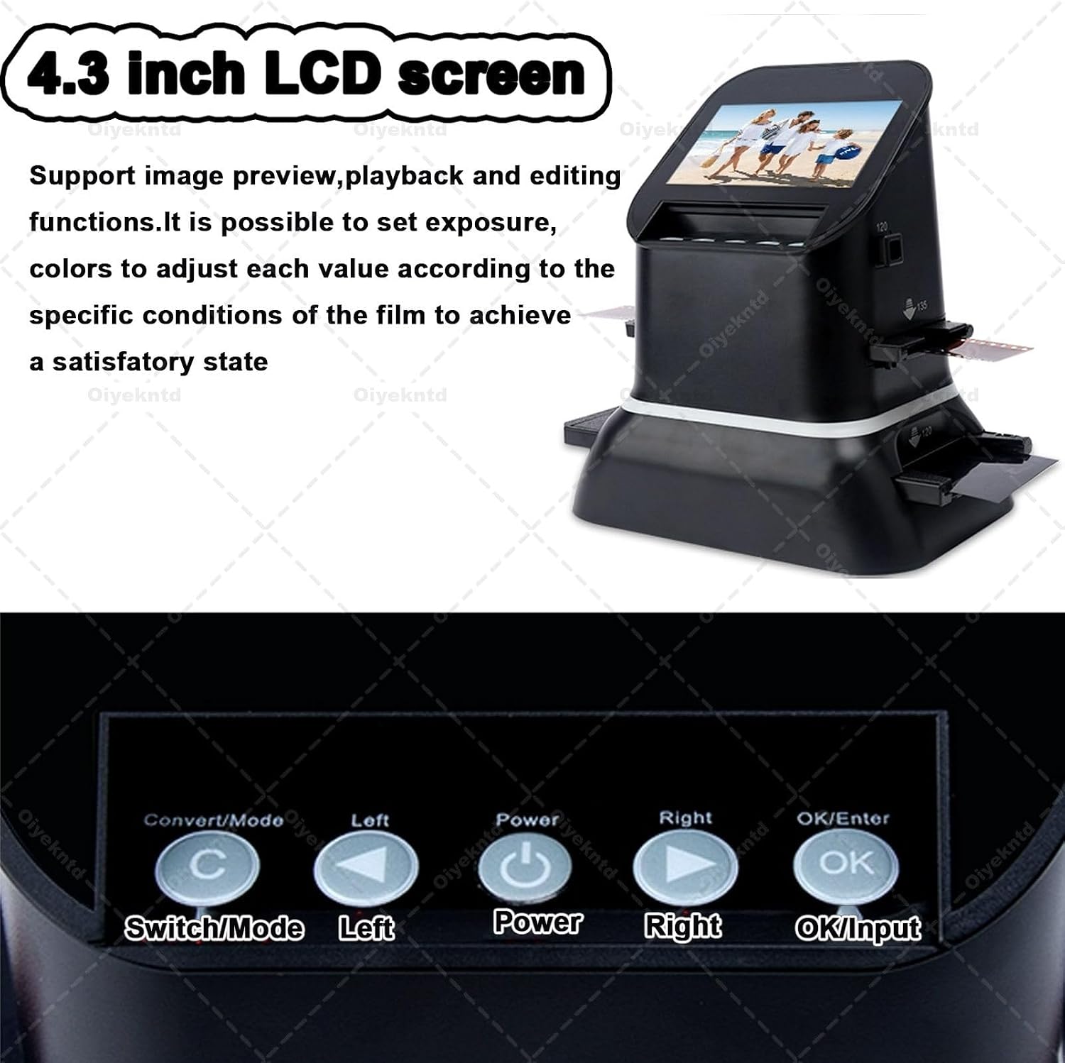 22MP Digital Film & Slide Scanner, Convert 135 126 120 127 Films Slides to Negatives Color Black White JPG Photos, 4.3in LCD Screen Professional Film Scanne