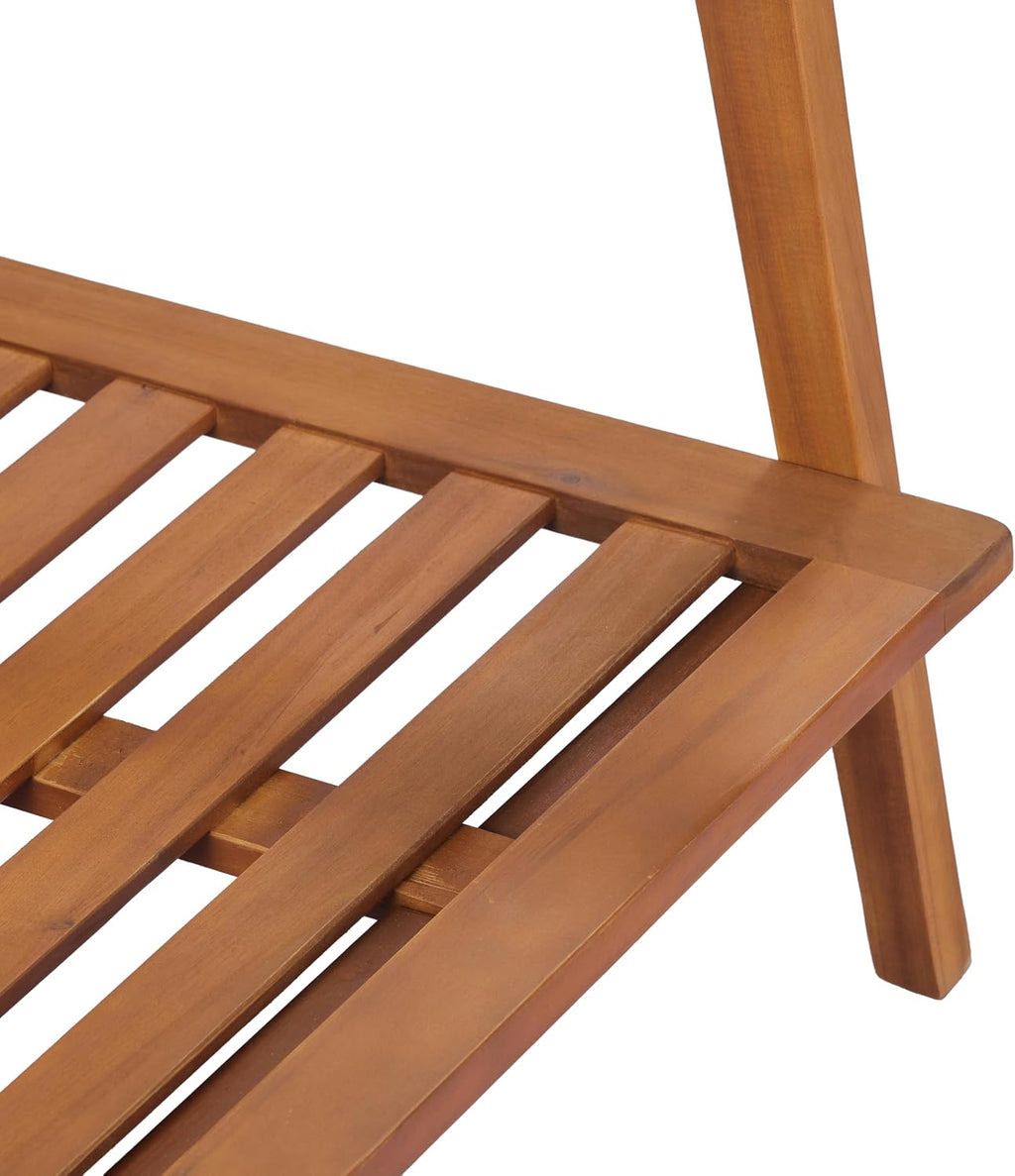Christopher Knight Home Colmar 2 Pieces Conversation Set, Mid Century Patio Loveseat Sofa and Coffee Table, Outdoor Acacia Wood Loveseat and Table Set with Cushions in Slats Panels Design, Teak+ Beige