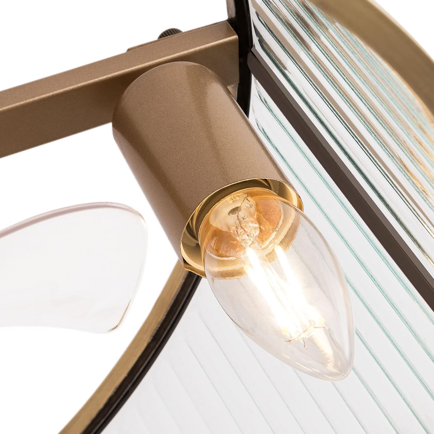 OUKANING Farmhouse Caged Ceiling Fan with Light and Remote, Gold Flush Mount Fandelier, Quiet Enclosed Ceiling Fan for Bedroom, Kitchen, Dining Room and Living Room