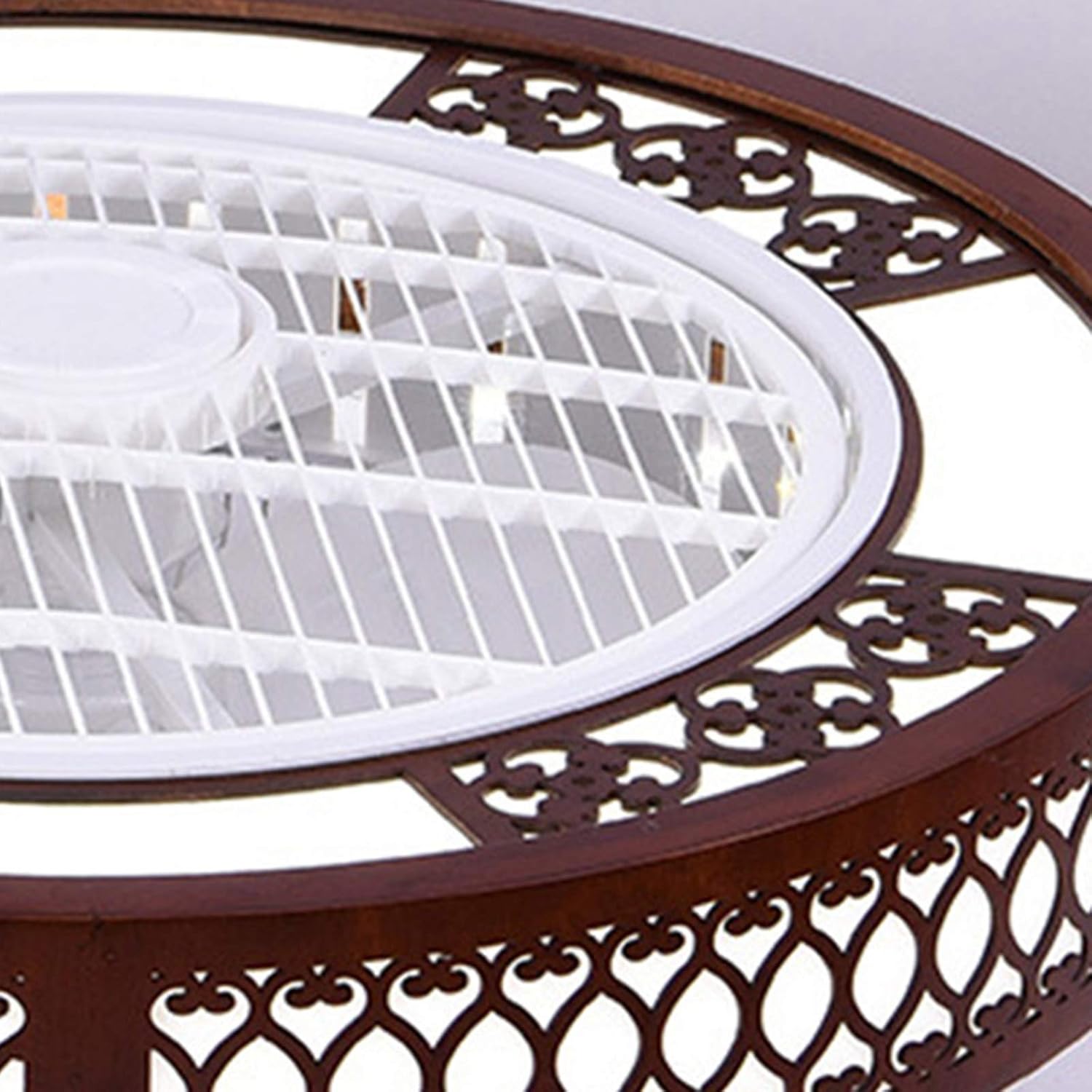 TFCFL 22 Flush Mount Ceiling Fan Light, Retro Style Home LED Lighting Lamp, 3 Speeds 2 Light Colors Enclosed Blades Timing Function W/Remote Control, 64W(Brown)