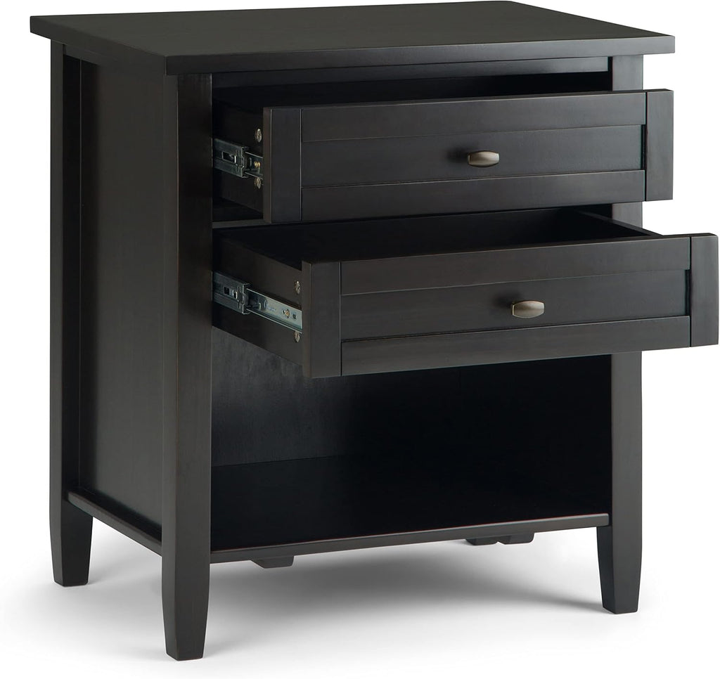 SIMPLIHOME Warm Shaker Solid Wood 24 inch Wide Transitional-Style Bedside Nightstand Tables in Hickory Brown for the Living Room and Bedroom (Set of 2)