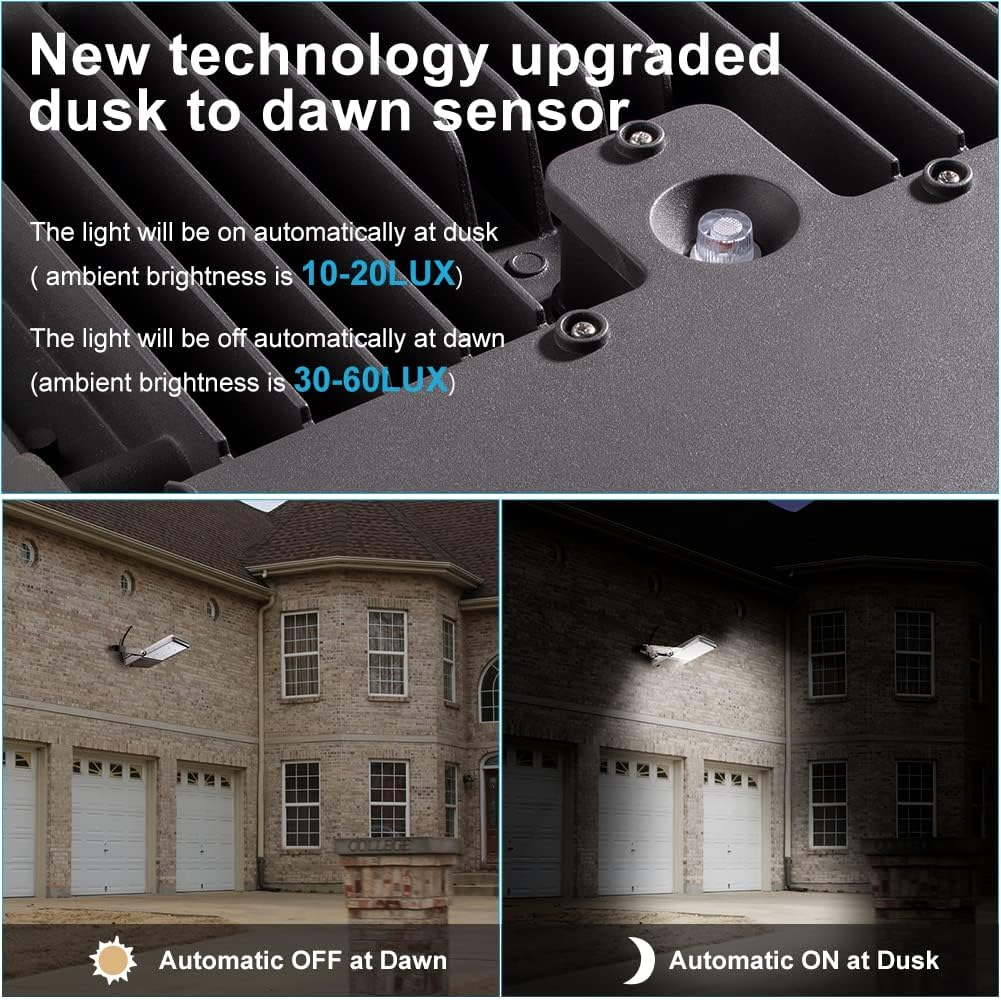 200W LED Flood Light Outdoor 30000Lm (800W Equivalent) Led Stadium Light with Dusk to Dawn, 5000K AC100-277V Commercial Flood Light with 5FT Plug, IP65 Waterproof Area Lighting for Stadium-2Pack