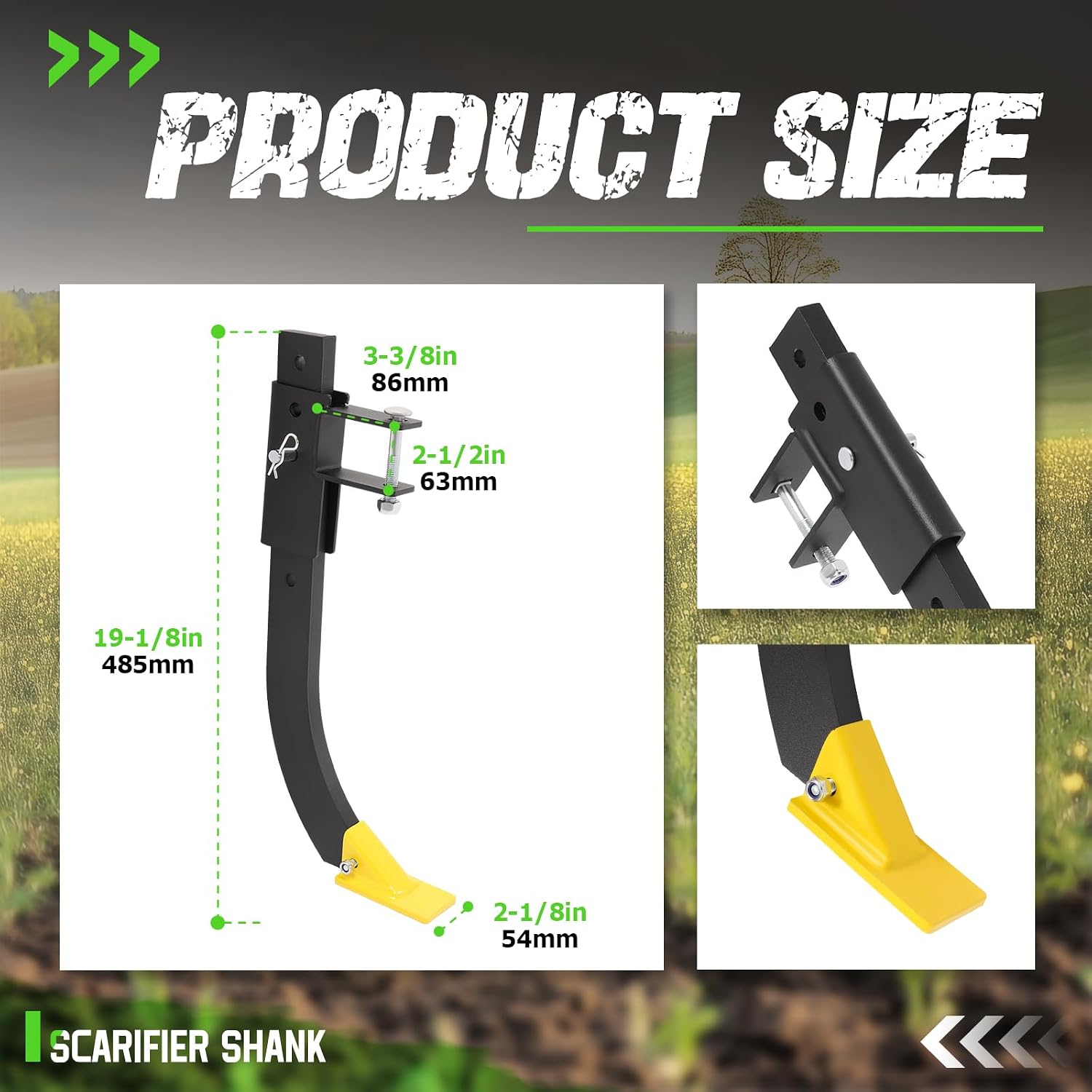 Wutist 6 Adjustable Scarifier Chisels Compatible with ATV/UTV Manual Implement Lift 1-Point Lift System Plow Implements Soil Loosening Shank Chisels for Field Preparation, Gardening, Landscaping