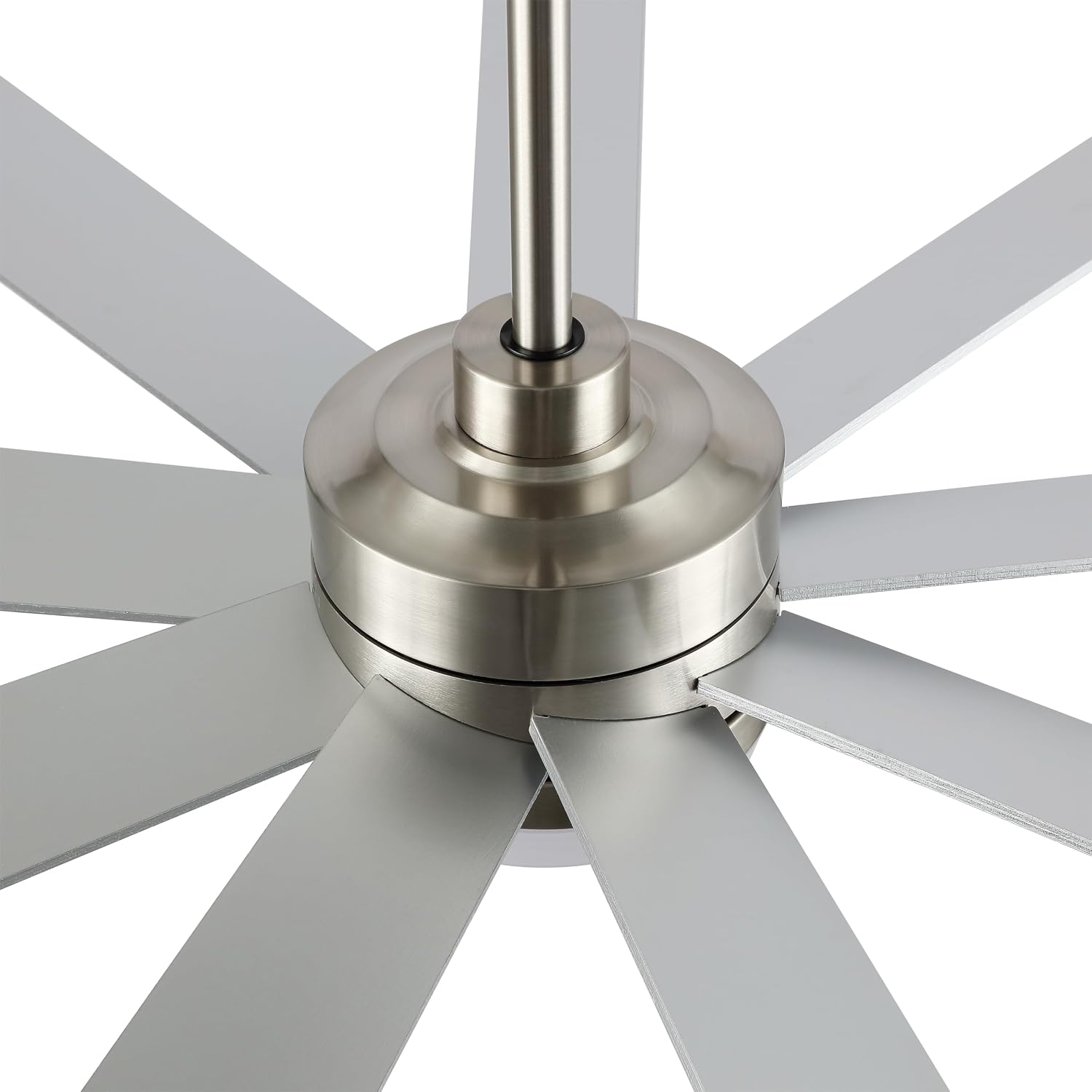 LEDLUX 84' DC Motor Ceiling Fan with Light, 6-Speed Remote Control, Reversible Motor, Modern 9 Blades Silver Ceiling Fan with 4.5'/12'/24' Downrods for Home or Commercial, Living Room/Restaurant