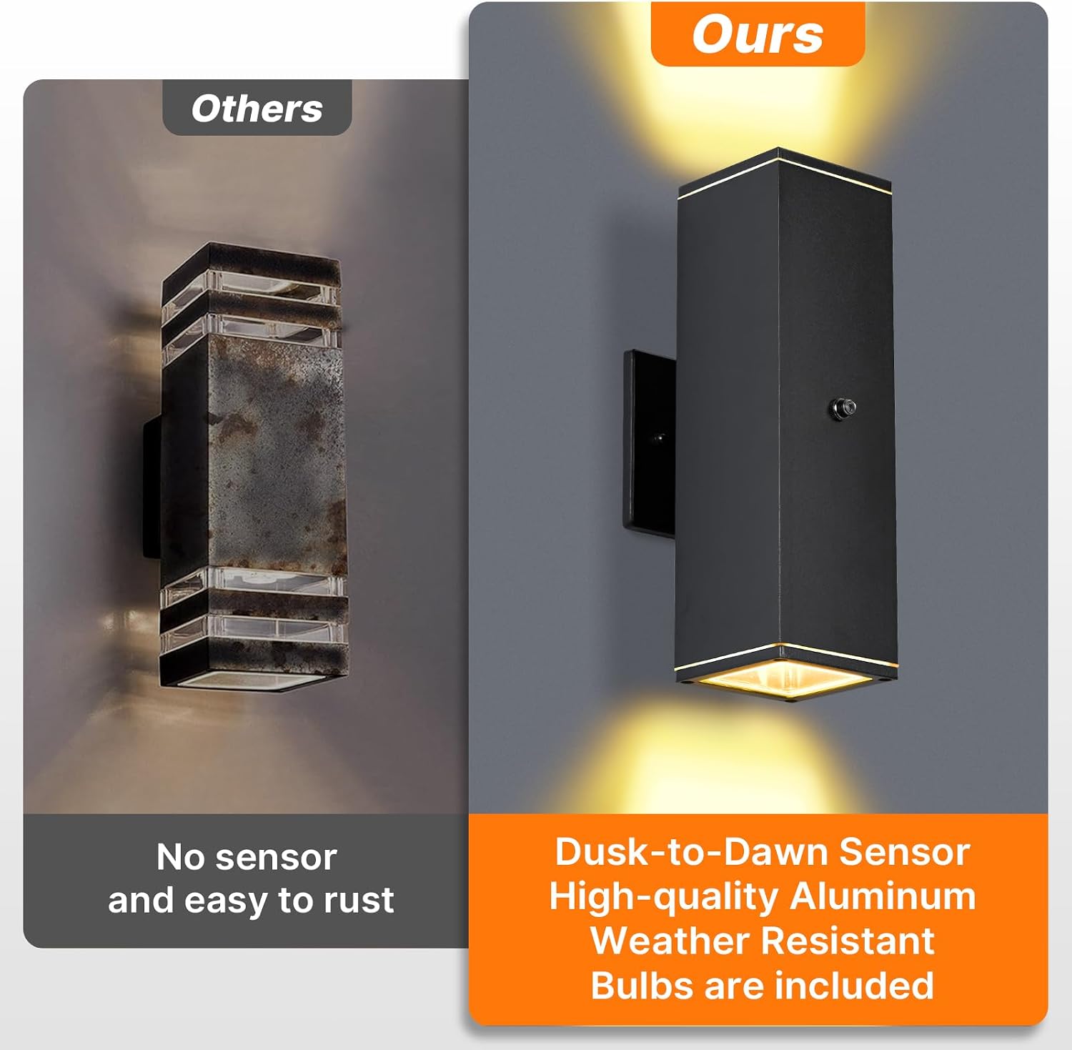 Outdoor Wall Lights 6 Packs,Modern Square Dusk to Dawn Outdoor Porch Light,Integrated LED Cylinder Up Down Lights Aluminum Waterproof Wall Lighting Exterior Light for Porch Patio Garage