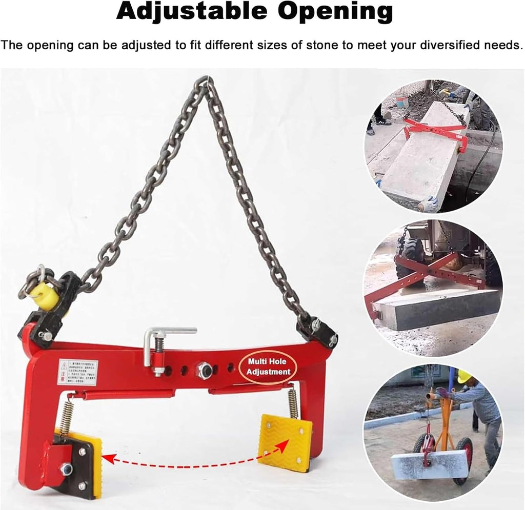 Granite Slab Lifting Clamp, 30-90cm Adjustable Opening Stone Steel Plate Carrying Fixture, Island Roadside Vertical Lifting Pliers for Handling Concrete Block, Aluminum Plate, Metal Sheet(42-108cm(16.