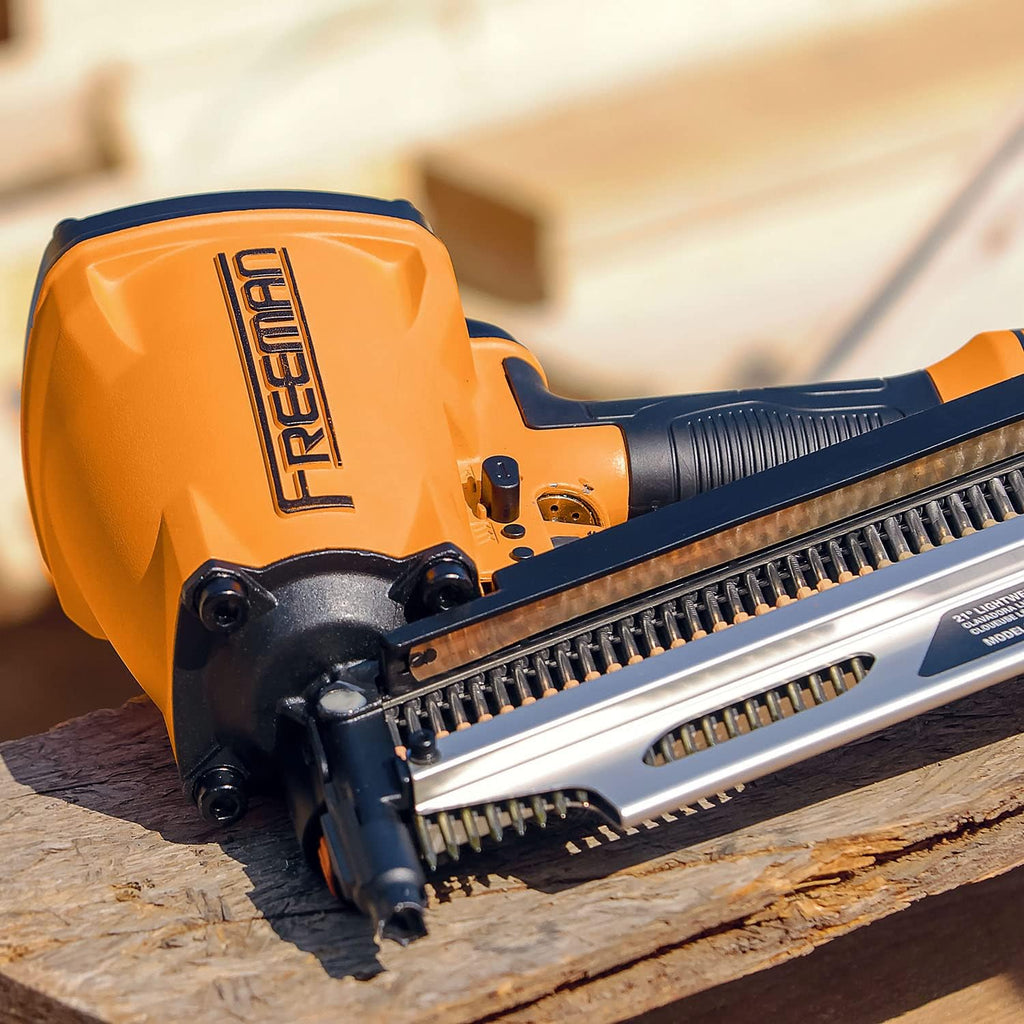 Freeman Compact Lightweight Pneumatic 21° 3-1/4' Framing Nailer | G22183CLW | Framing, Subfloors, Roof Decking, Pallet and Shipping Crate Assembly, Wood Fencing