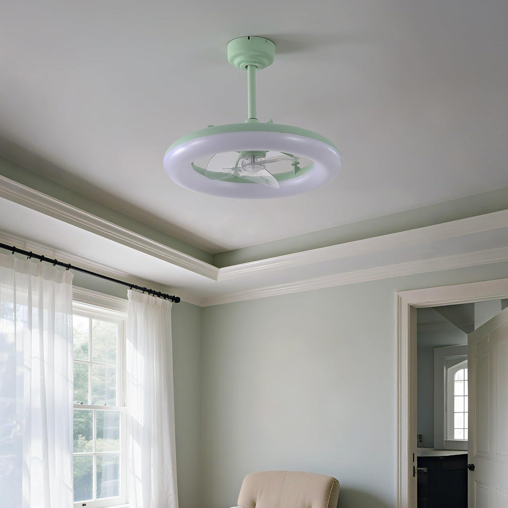 OVAL AIR AIR8001B Piero 21.5' Contemporary Minimalist 6-Speed Metal Mobile-App/Remote-Controlled Dimmable Smart Integrated LED Ceiling Fan Bedroom, Living Room, Dining Room, Pistachio Gelato