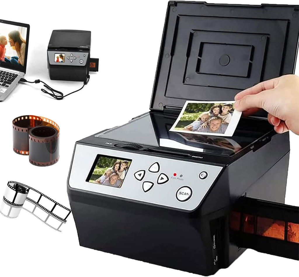 USB Multi-Function Scanner (Film/Slide/Photo), Convert - 135&110 Film/35mmslide + Photo/Document/Business Card to HD 22mp Digital Jpg Files + 5' LCD Screen