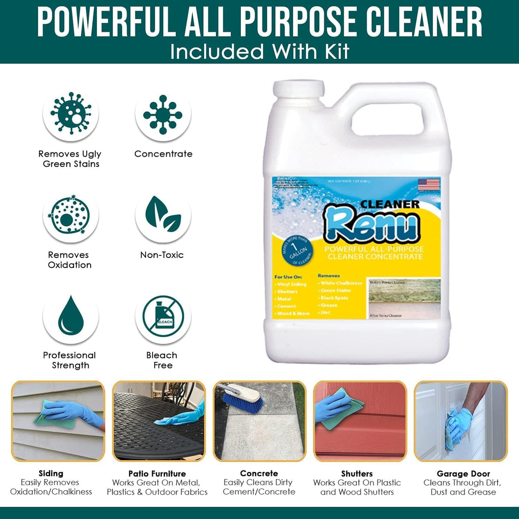 Premium Restorer-Restores Original Color & Rejuvenates Faded Shutters, Patio Furniture, Doors & More | Eco-Friendly |Lasts 10 Yrs.| Includes Powerful Cleaner | Gallon Kit