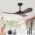 42 Inch Outdoor Ceiling Fans without Lights, Smart Wood Ceiling Fan no Light with Remote Control & Alexa/Google, Outdoor Fan for Patios Farmhouse 3 Blades High CFM Ceiling Fans Red Walnut