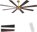 WINGBO 60' Ceiling Fan without Light, Modern Large Ceiling Fan with Remote Control, 6-Speed Reversible Noiseless DC Motor, Gold and Walnut/Black Blades for Living Room, Bedroom & Covered Outdoor
