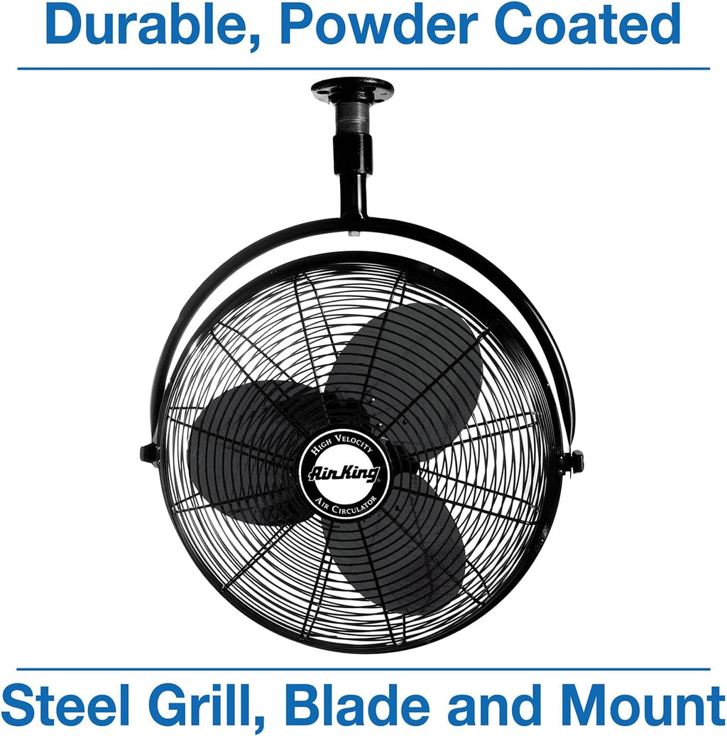 Air King 9320 20-Inch 1/6-Horsepower Industrial Grade Ceiling Mount Fan with 3,670-CFM, Black Finish