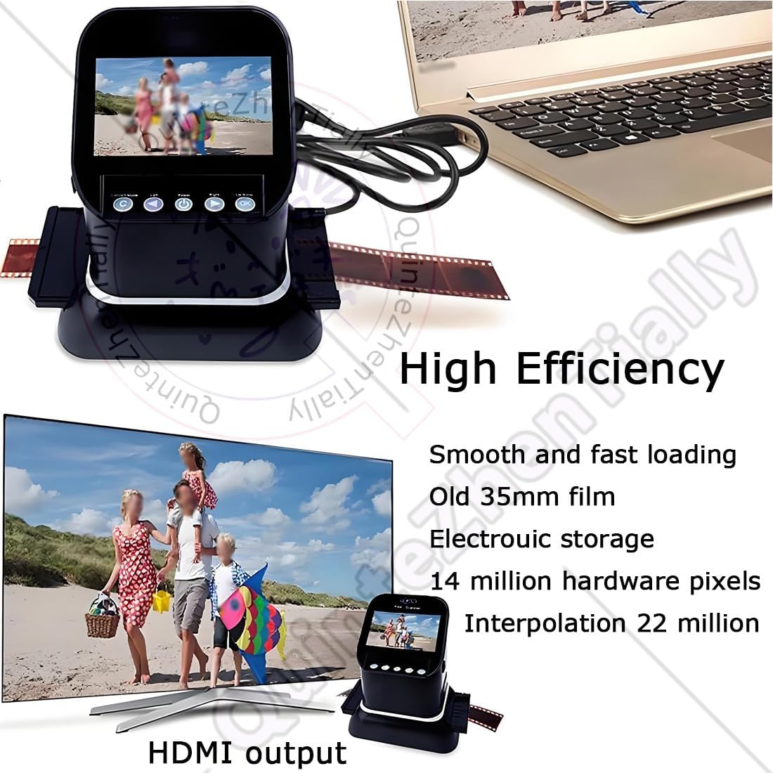 4.3' LCD All-in-One Digital Converter,High Resolution Film Slide Scanner,22 Mega Pixels Negative Photo Scanners,with 128mb Memory for Old Photo Slides & Films