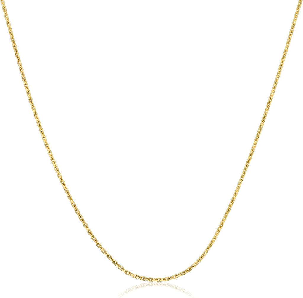Kooljewelry 14k Yellow Gold 0.8 mm Diamond-cut Cable Chain Necklace