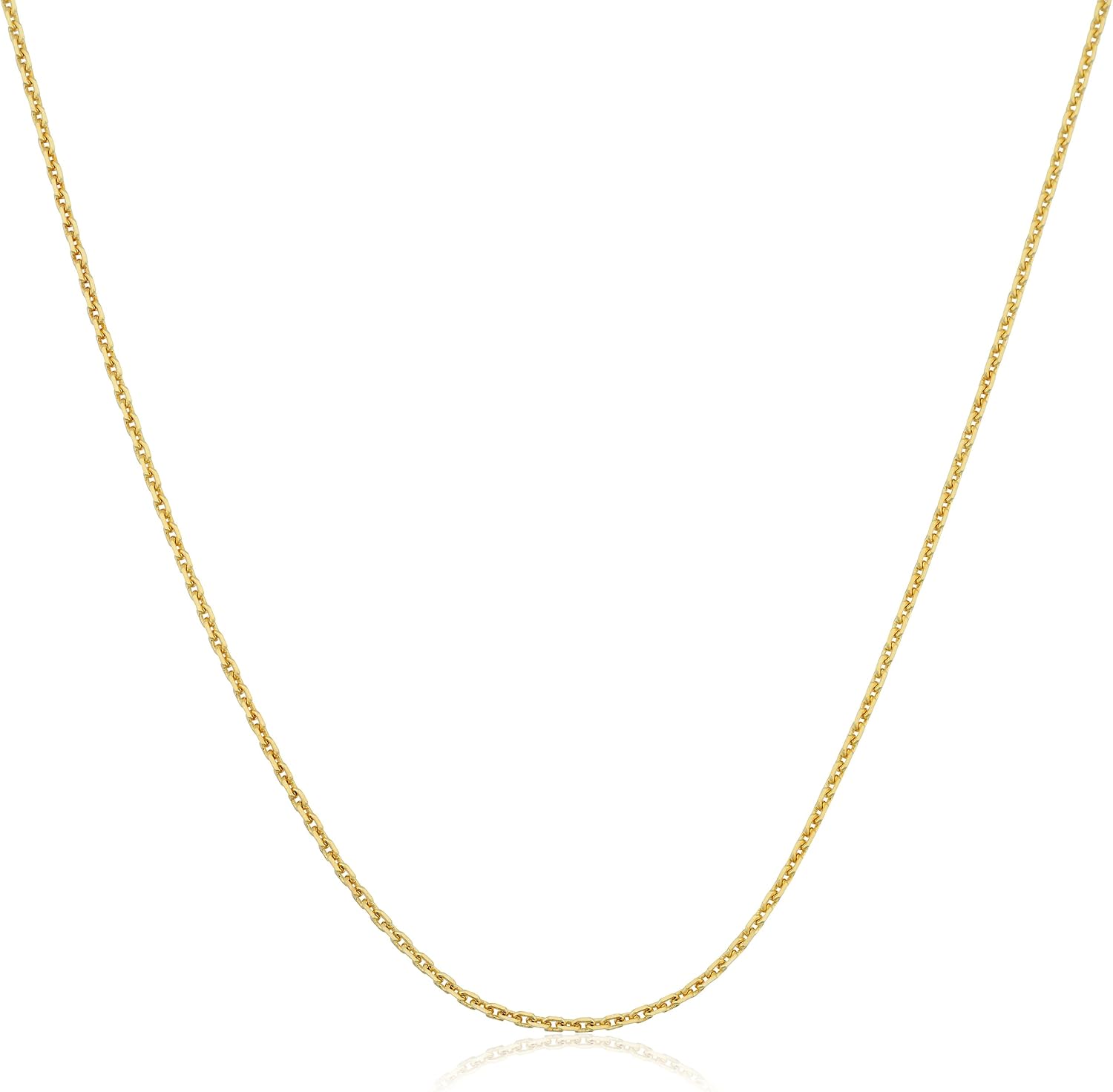 Kooljewelry 14k Yellow Gold 0.8 mm Diamond-cut Cable Chain Necklace