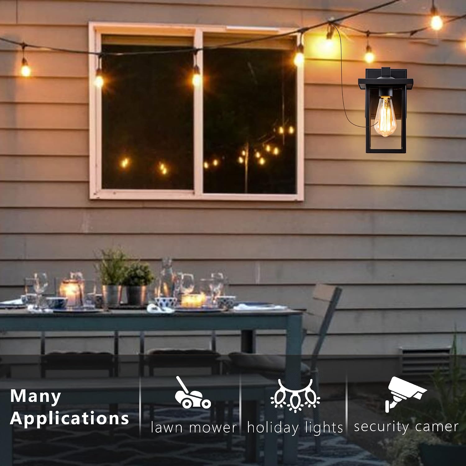 Outdoor Lights with GFCI Outlet, Black Front Porch Lights, Exterior Lighting Fixture with Outlet, Waterproof Outdoor Wall Sconce Wall Mount for House Garage, Patio, 2 Packs
