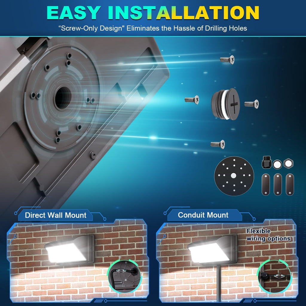ledmo LED 120W Wall Pack Light with Photocell, Dusk to Dawn Outdoor Commercial Security Lighting, 5000K IP65 Waterproof 15840LM 4 Pack